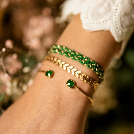 Bracelet Tress Plaqu Or Vert Sapin Perrine Et Antoinette