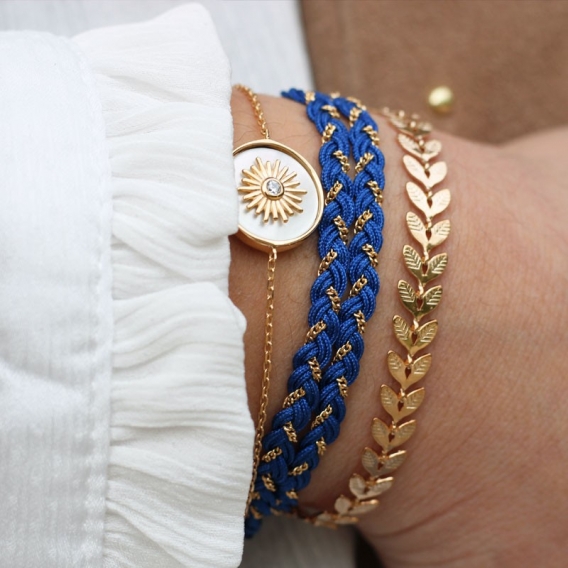 Bracelet tressé argent 925, bleu roi - Perrine et Antoinette