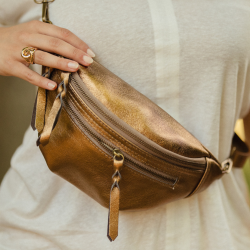 Sac banane en cuir, doré - Perrine & Antoinette